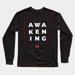 Block Font - White Awakening with Red Frame Long Sleeve T-Shirt